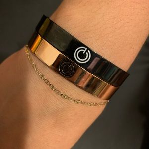 Inspirational engraved stainless steel bracelet.